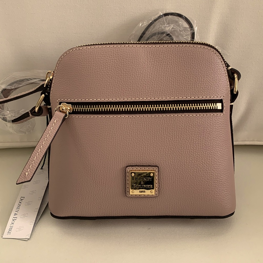 NWT - Dooney & Bourke Zip Domed Crossbody Soft Mushroom/mauve color